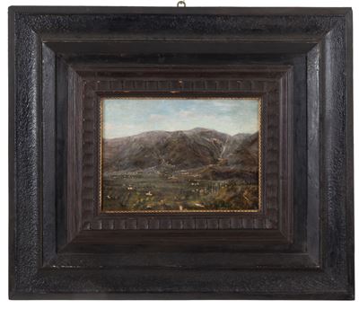 Dipinto "paesaggio Montano, Scale di Primolano"
