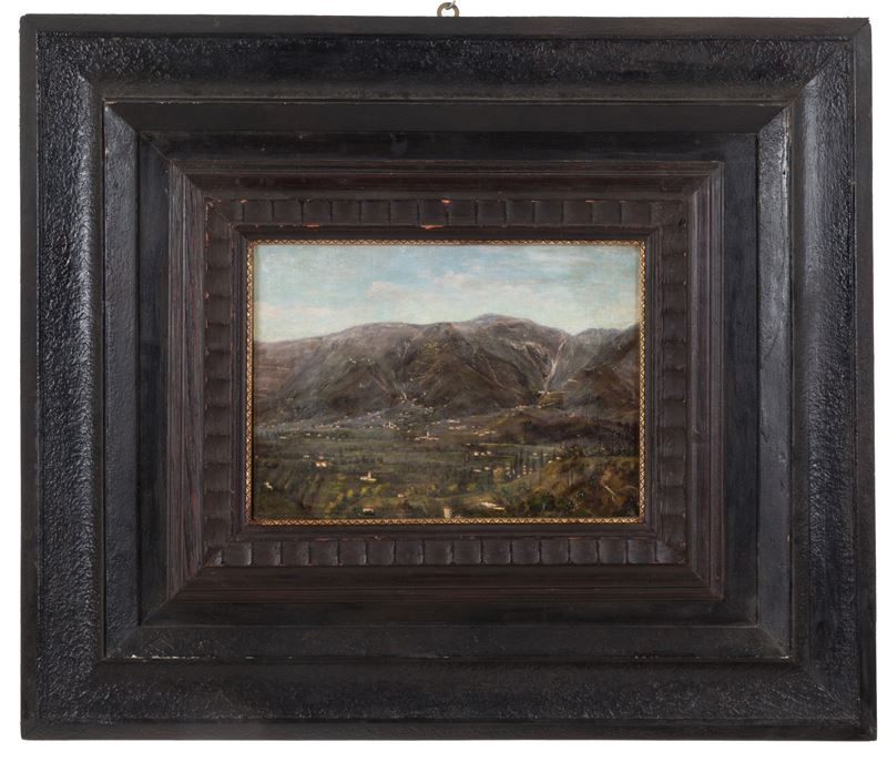 Guglielmo Ciardi - Dipinto "paesaggio Montano, Scale di Primolano"