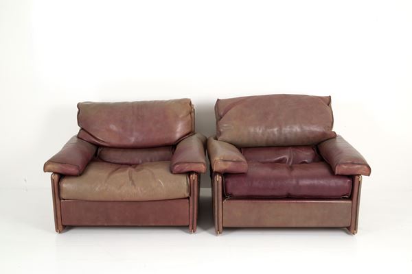 Pair of leather armchairs