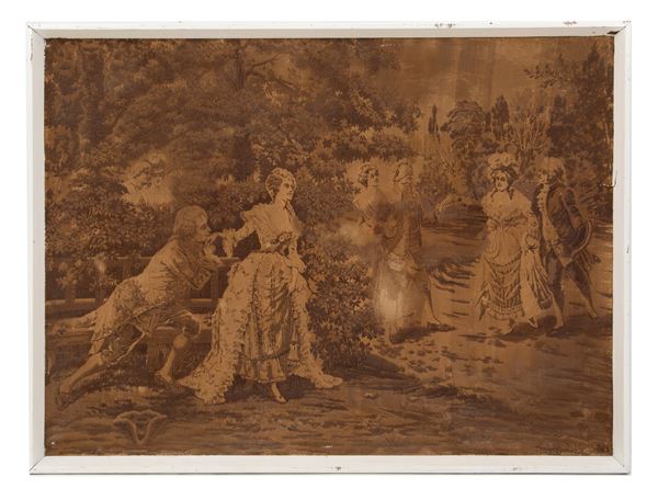 Arazzo "PAESAGGIO CON SCENA GALANTE"  - Asta VisconTime Auction (n. 1035) - Viscontea Casa d'Aste