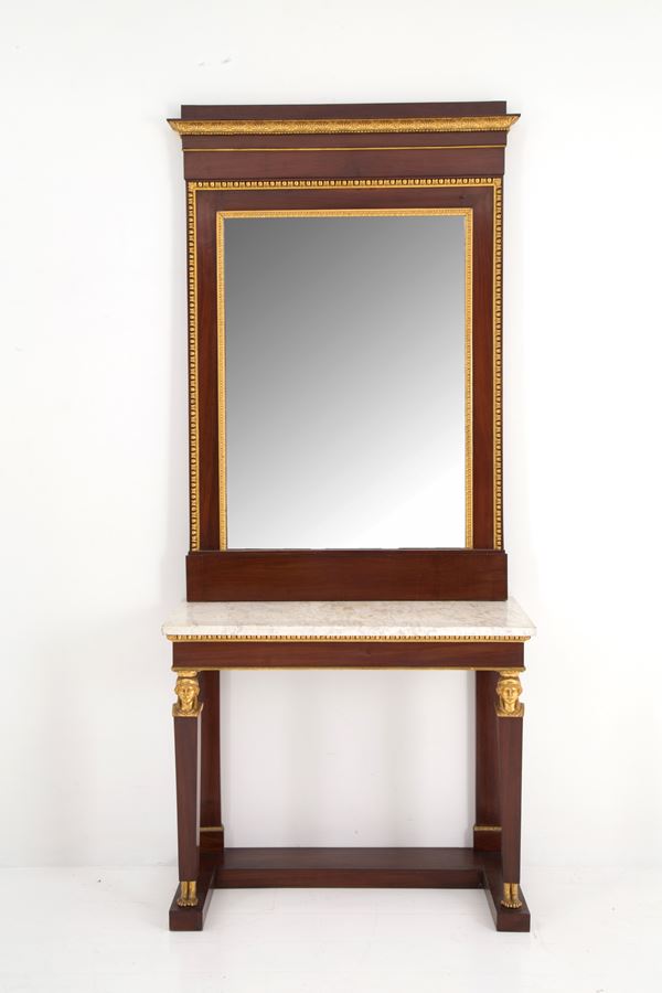 Console with mirror