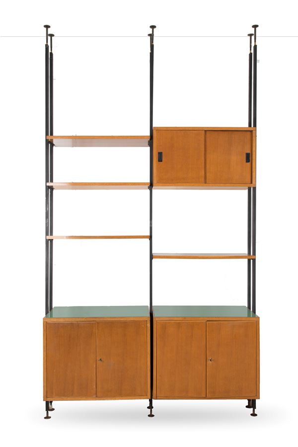 Bookcase with two elements and glass shelves