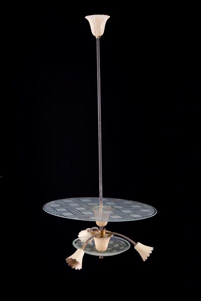 Lampadario con Vetri Incisi per Fontana Arte