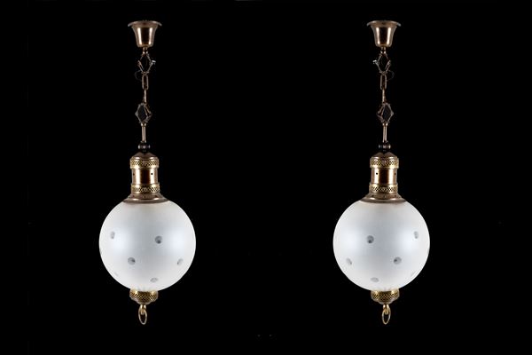 LUIGI CACCIA DOMINIONI - Pair of brass chandeliers for AZUCENA