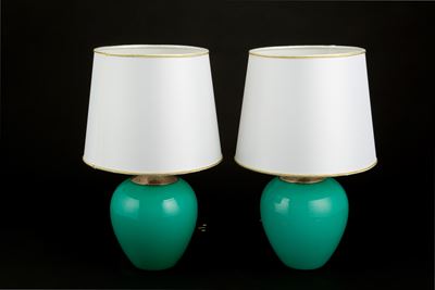 Coppia di Lampade in Vetro Acquamarina