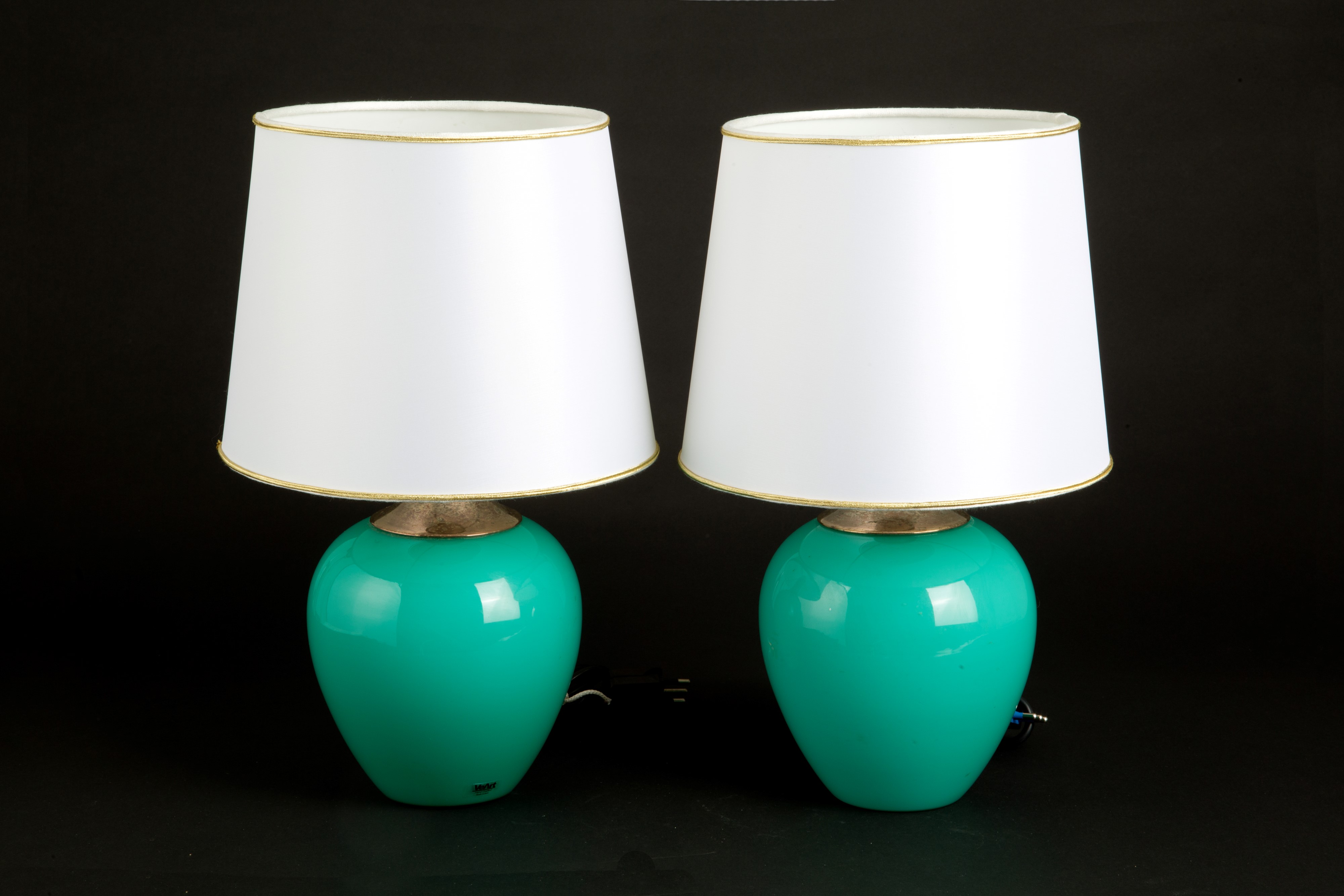 Coppia di Lampade in Vetro Acquamarina