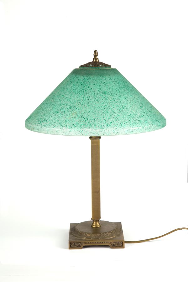 Green glass table lamp