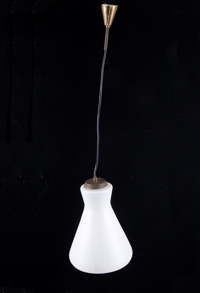 Lampadario in Vetro Lattimo. Aureliano Toso
