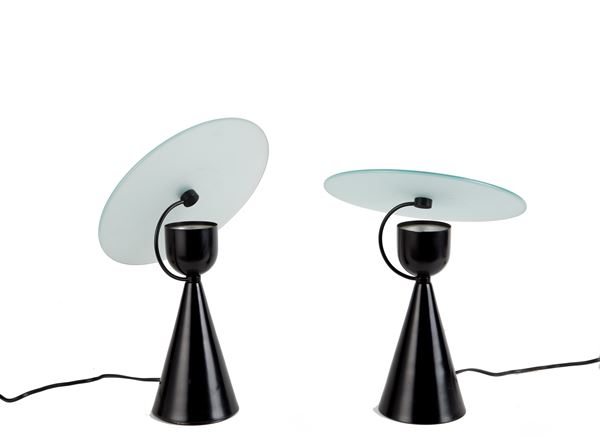 GASTONE RINALDI - Pair of cone lamps