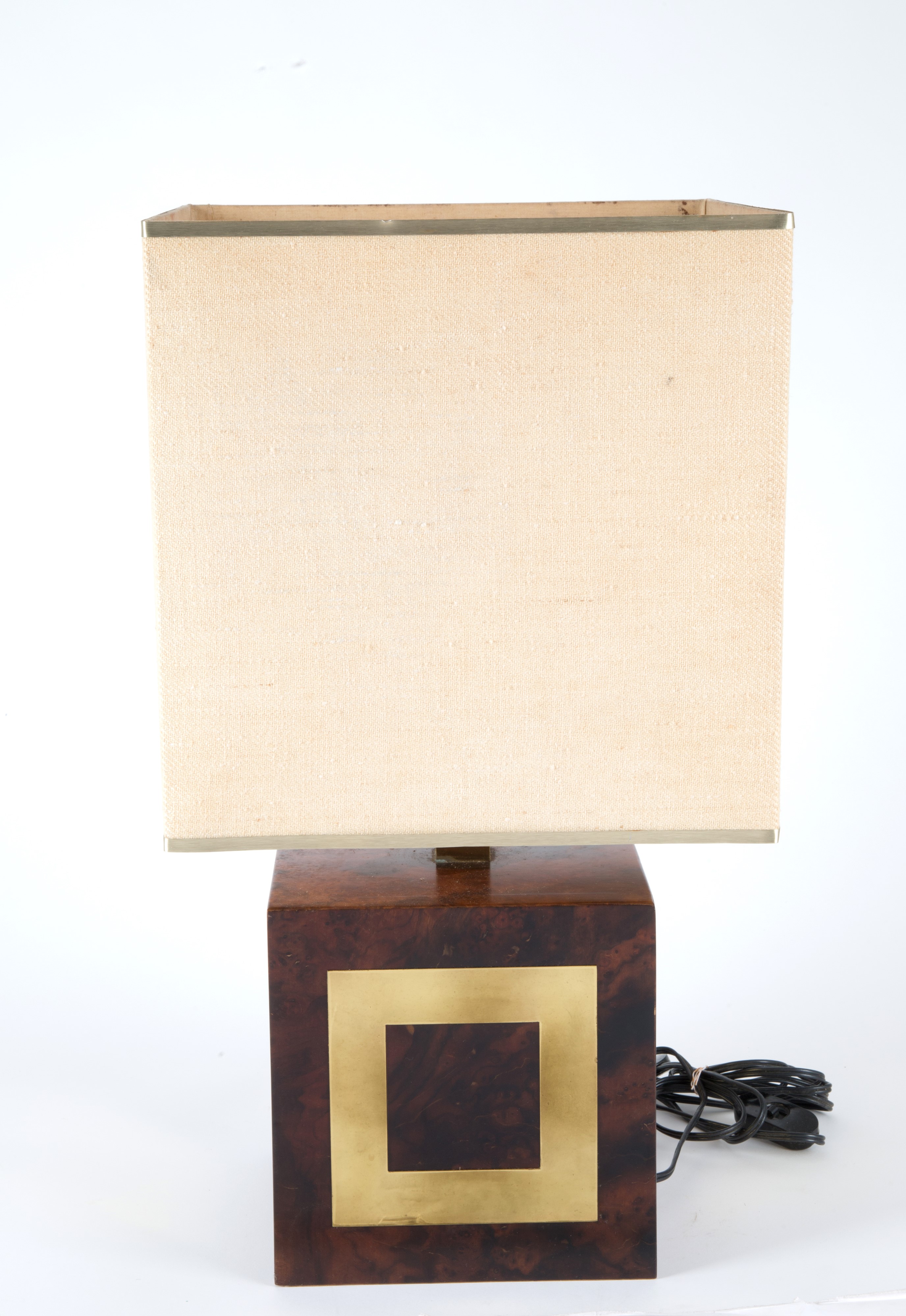 Lampada da tavolo in radica e ottone