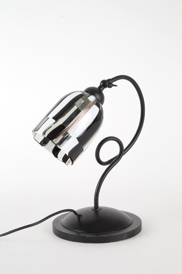 Table lamp in metal and glass. FRATELLI TOSO (Attr.).