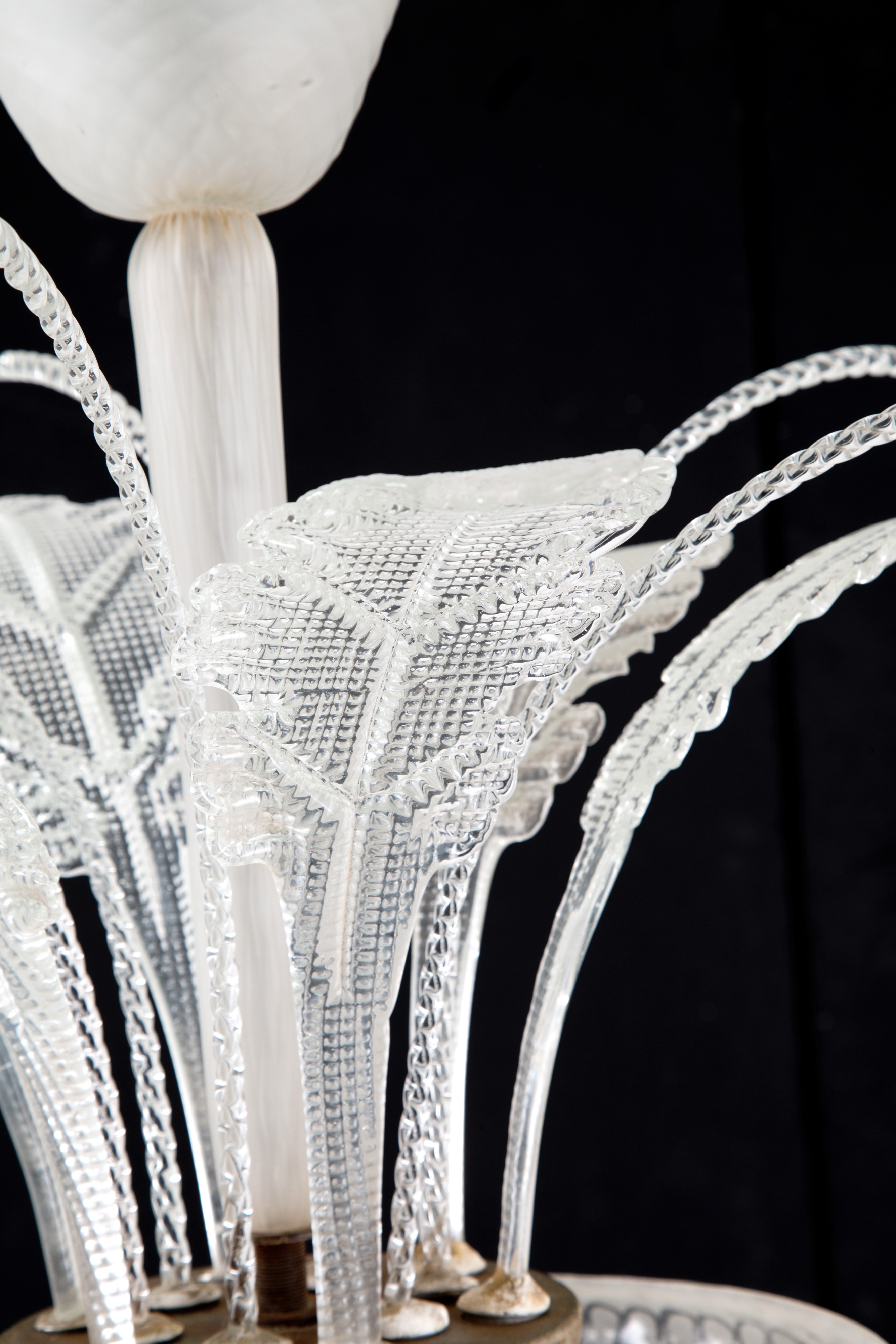 Lampadario con Sei Foglie in Vetro