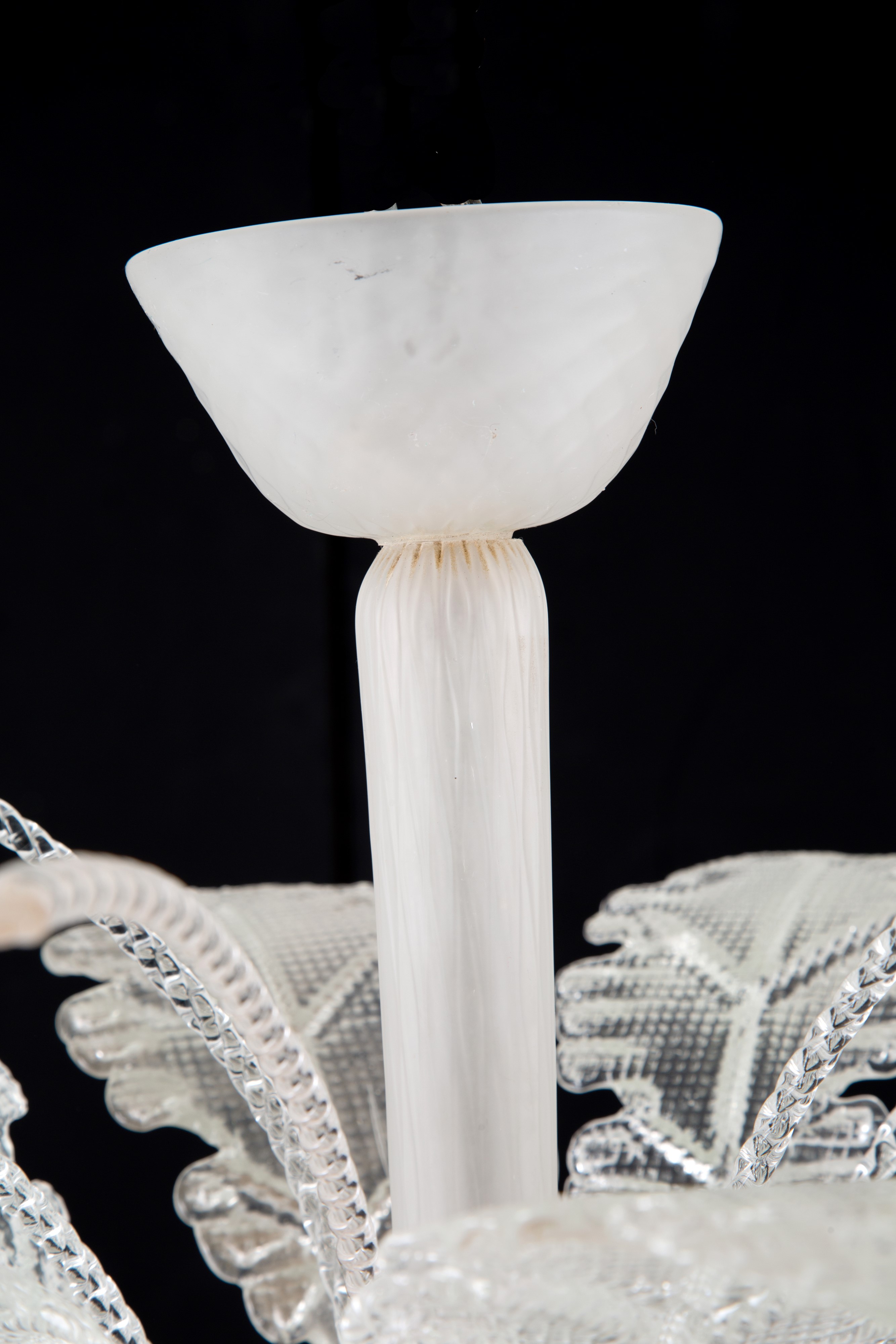 Lampadario con Sei Foglie in Vetro