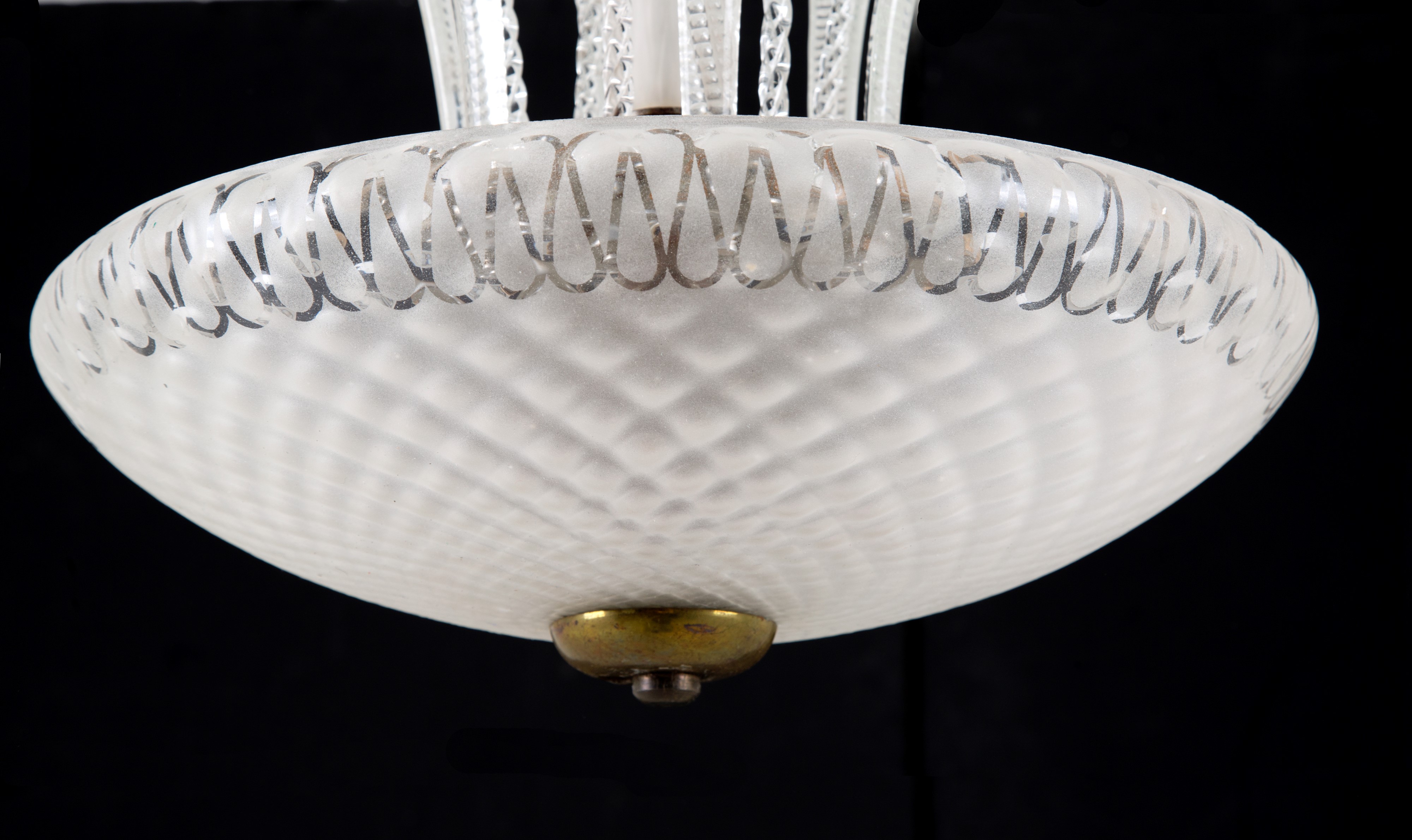 Lampadario con Sei Foglie in Vetro