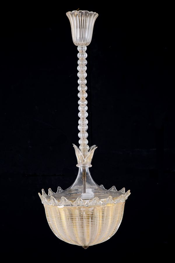 ARCHIMEDE SEGUSO - Golden glass chandelier