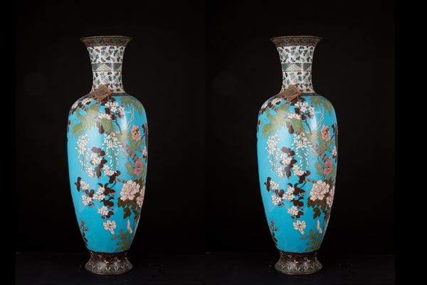 Coppia di vasi cloisonné