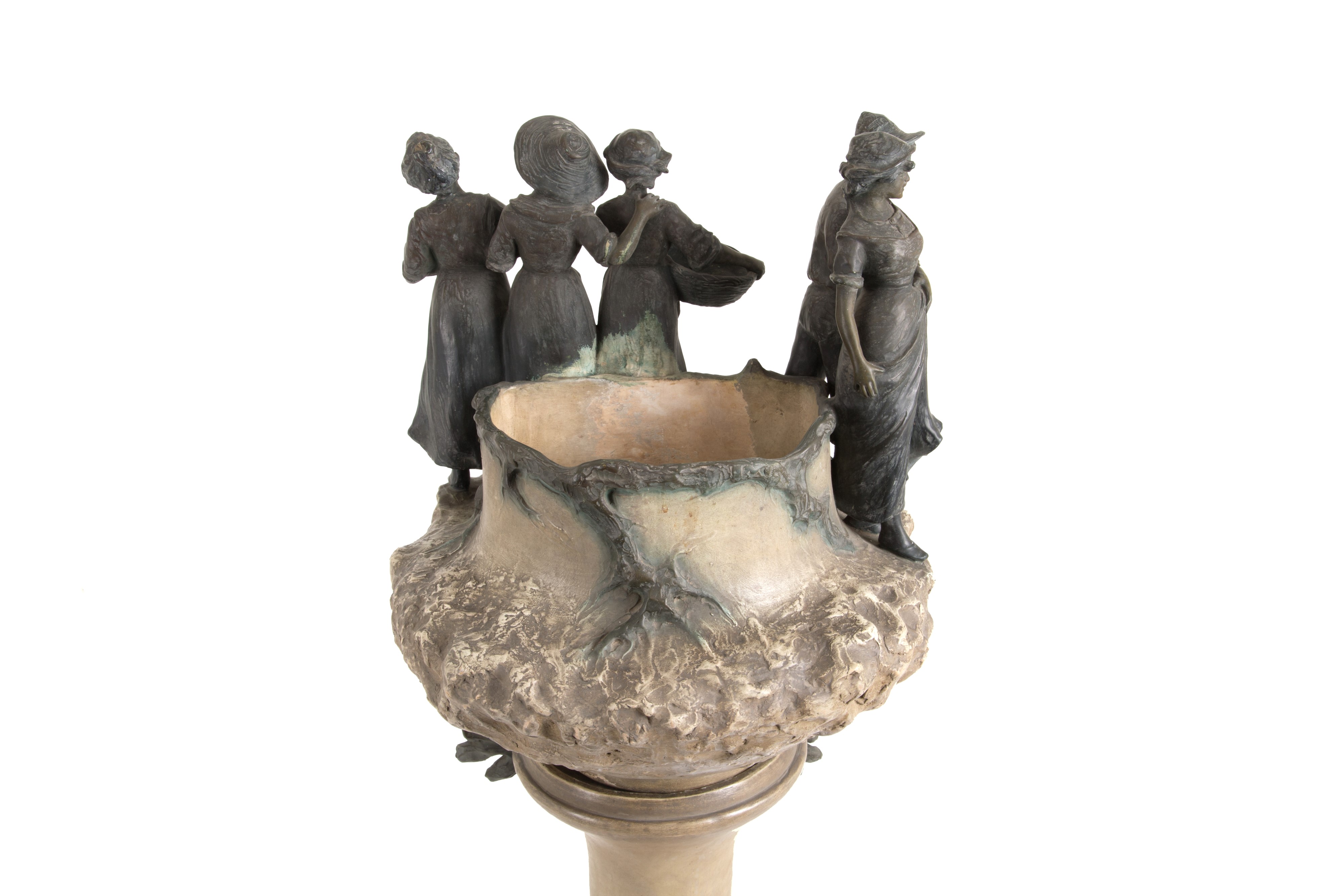 Colonna con vaso in terracotta