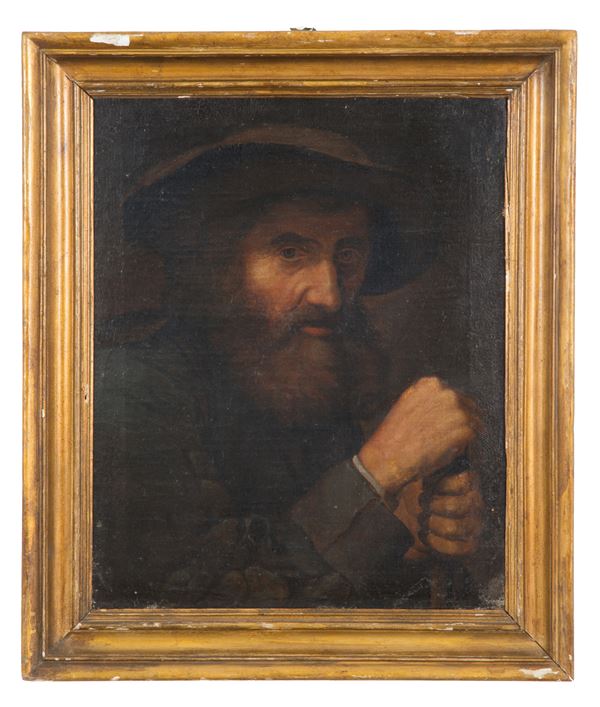 Dipinto "TESTA DI VECCHIO CON BARBA E CAPPELLO"