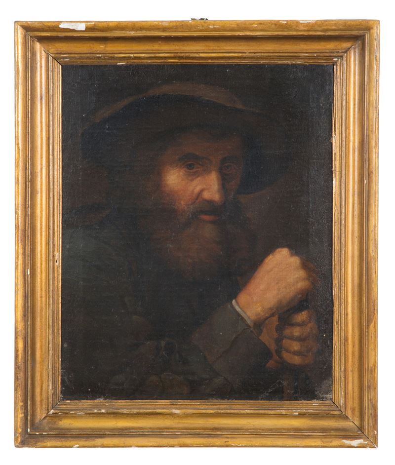 Dipinto "TESTA DI VECCHIO CON BARBA E CAPPELLO"