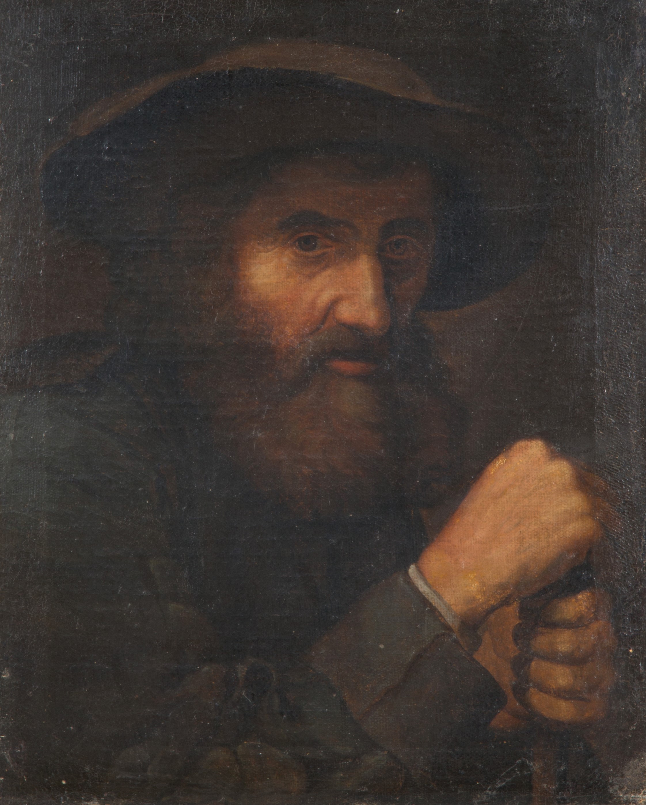 Dipinto "TESTA DI VECCHIO CON BARBA E CAPPELLO"