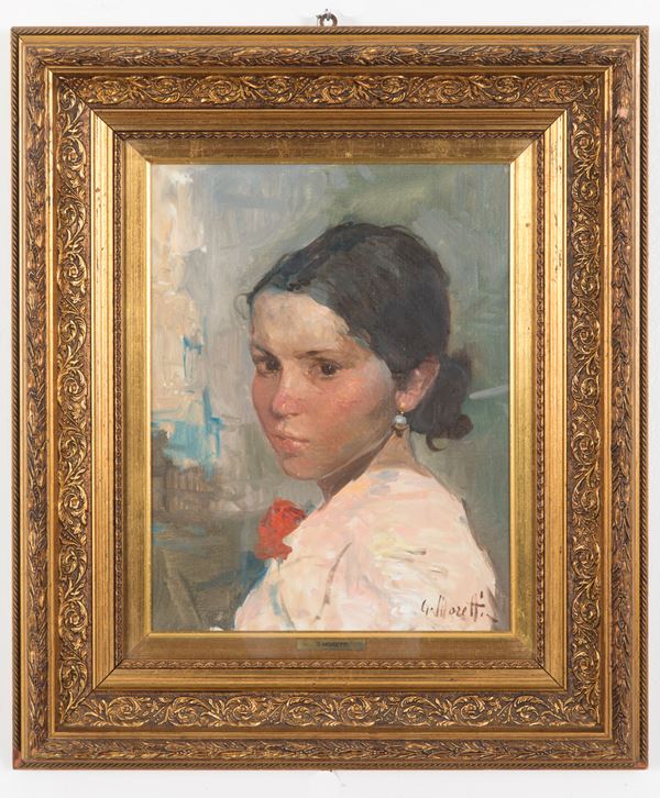 GIACOMO MORETTI - Painting "BUST OF A GIRL"