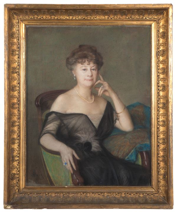 Disegno a pastello "DAMA IN POLTRONA"