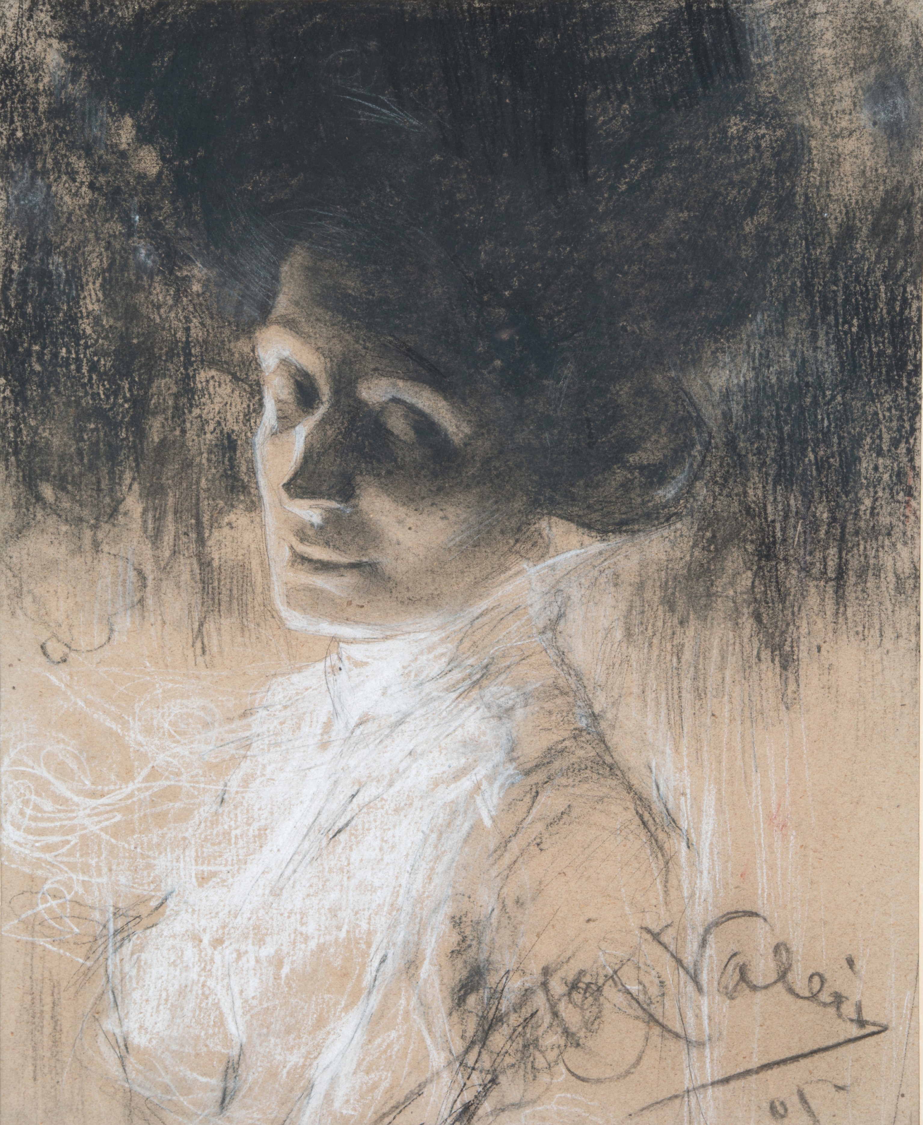 Ugo Valeri - Disegno a Carboncino "ritratto di Eleonora Duse"