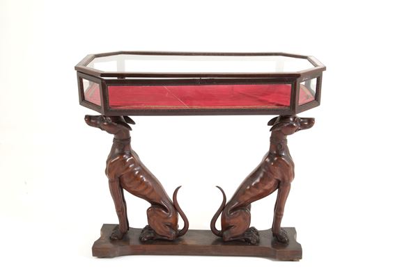 Display case with greyhounds