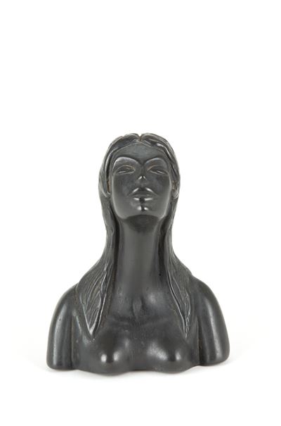 Scultura in Ceramica Nera "mezzobusto Femminile"