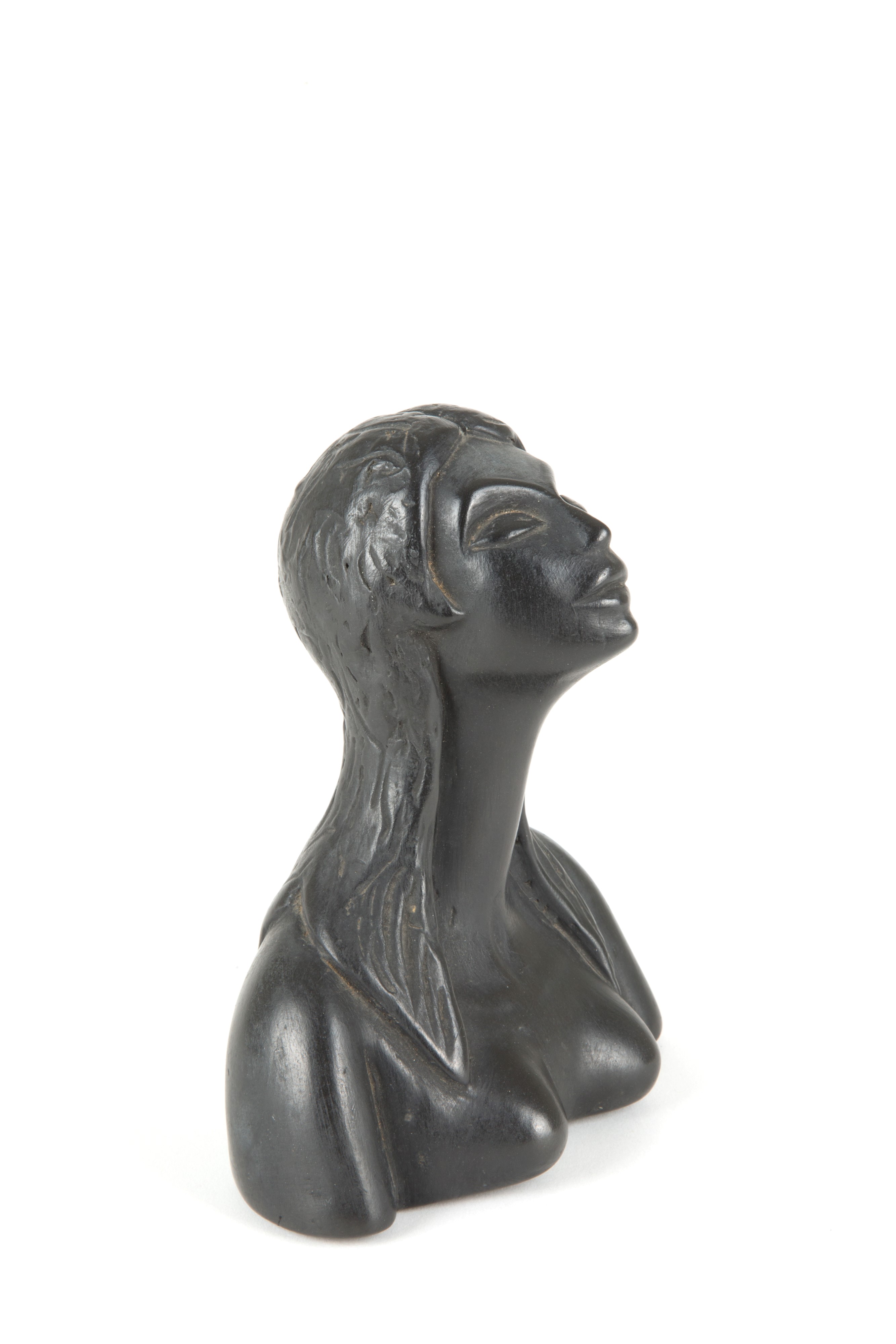 Leopold Anzengruber - Scultura in Ceramica Nera "mezzobusto Femminile"