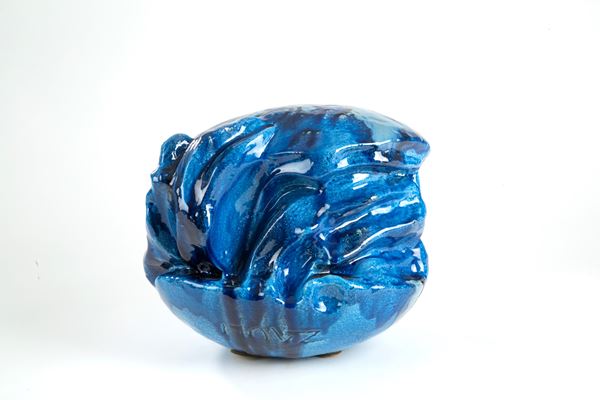 CARLO ZAULI - Scultura in ceramica smaltata blu