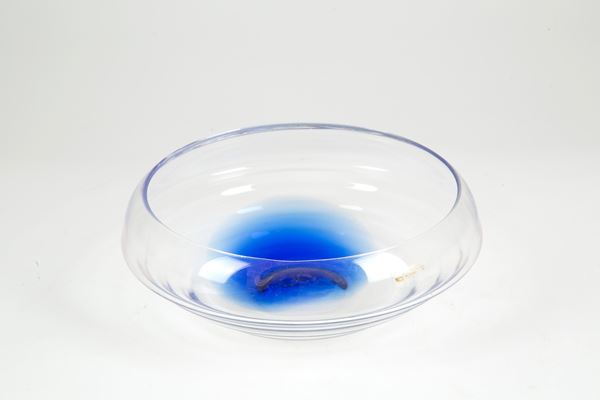 SIMONE CENEDESE,MAURIZIO ALBARELLI - Centrotavola in vetro trasparente con macchia blu