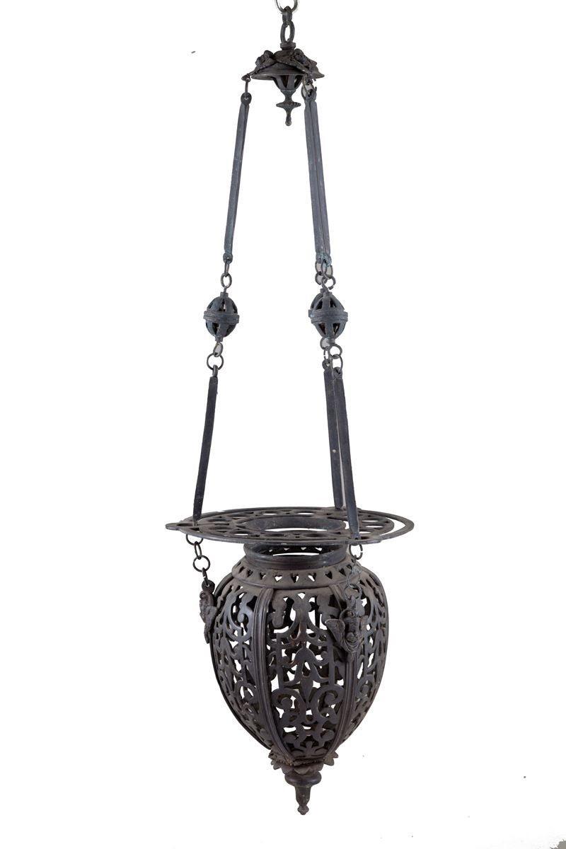 Lampada votiva in bronzo