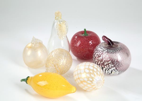 Seven fruits in blown glass