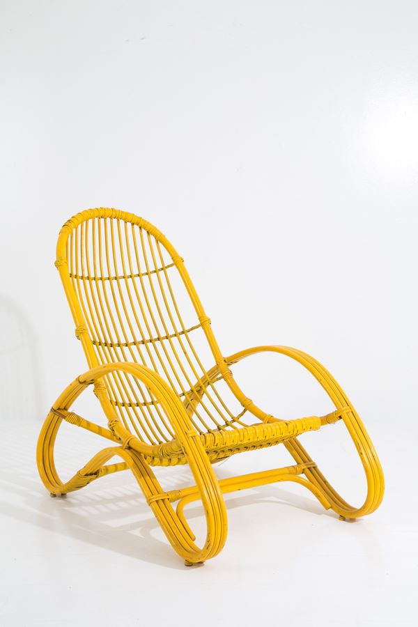 Poltrona in rattan giallo