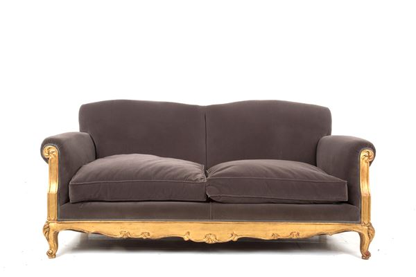 Golden and velvet sofa