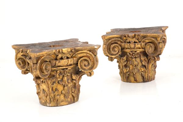 Pair of gilded wooden capitals