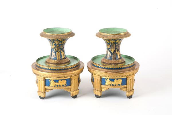 Pair of papier maché cake stands