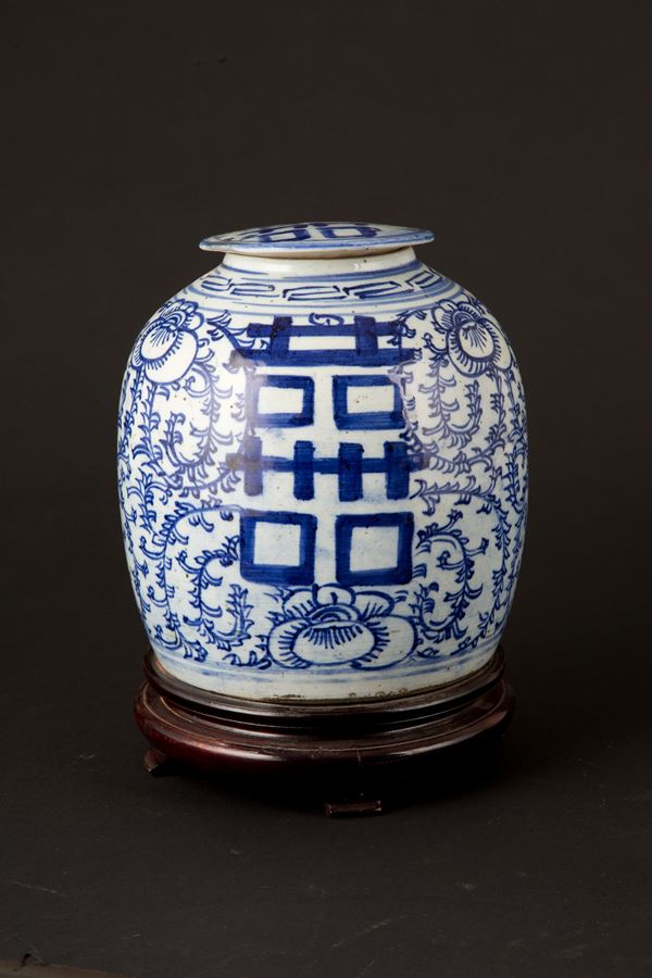 Vaso porta riso bianco e blu