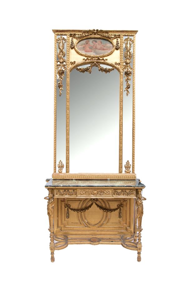 Console with mirror. SOLEI HEBERT & C., NAPOLI