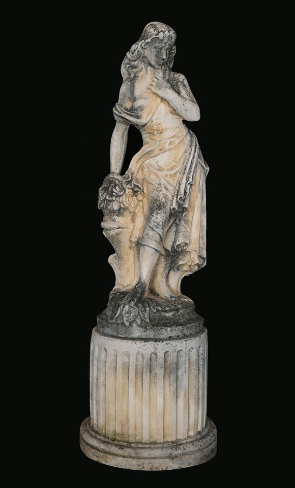 Scultura "DONNA CON CESTO DI FIORI"