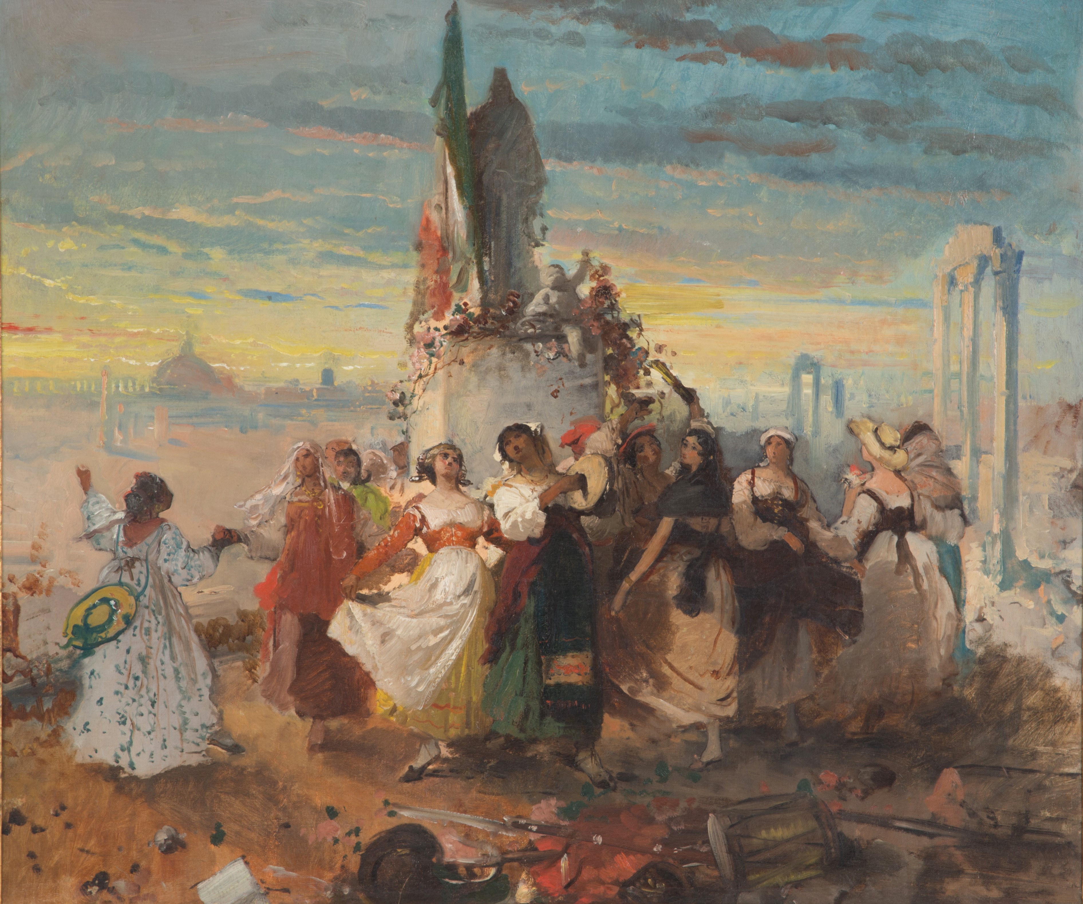 Gerolamo Induno - Dipinto "danza Campestre - Allegoria Unita' D'italia"