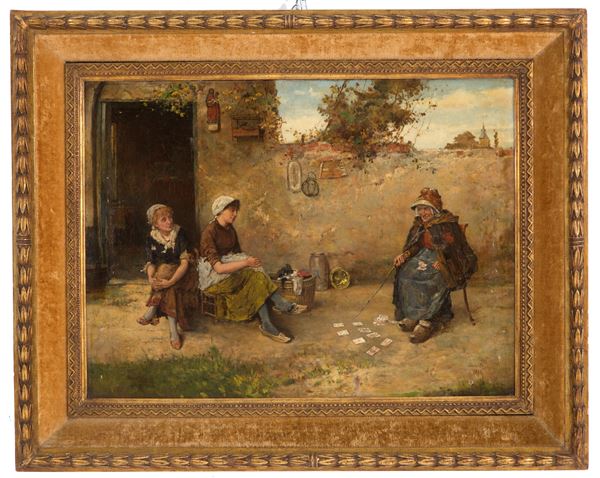 OLIVER RHYS - Painting "WOMEN PLAYING IN THE COURTYARD"