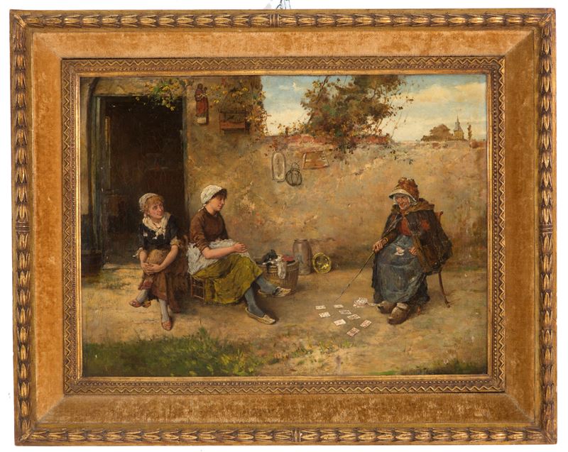 Oliver Rhys - Dipinto "donne che Giocano in Cortile"