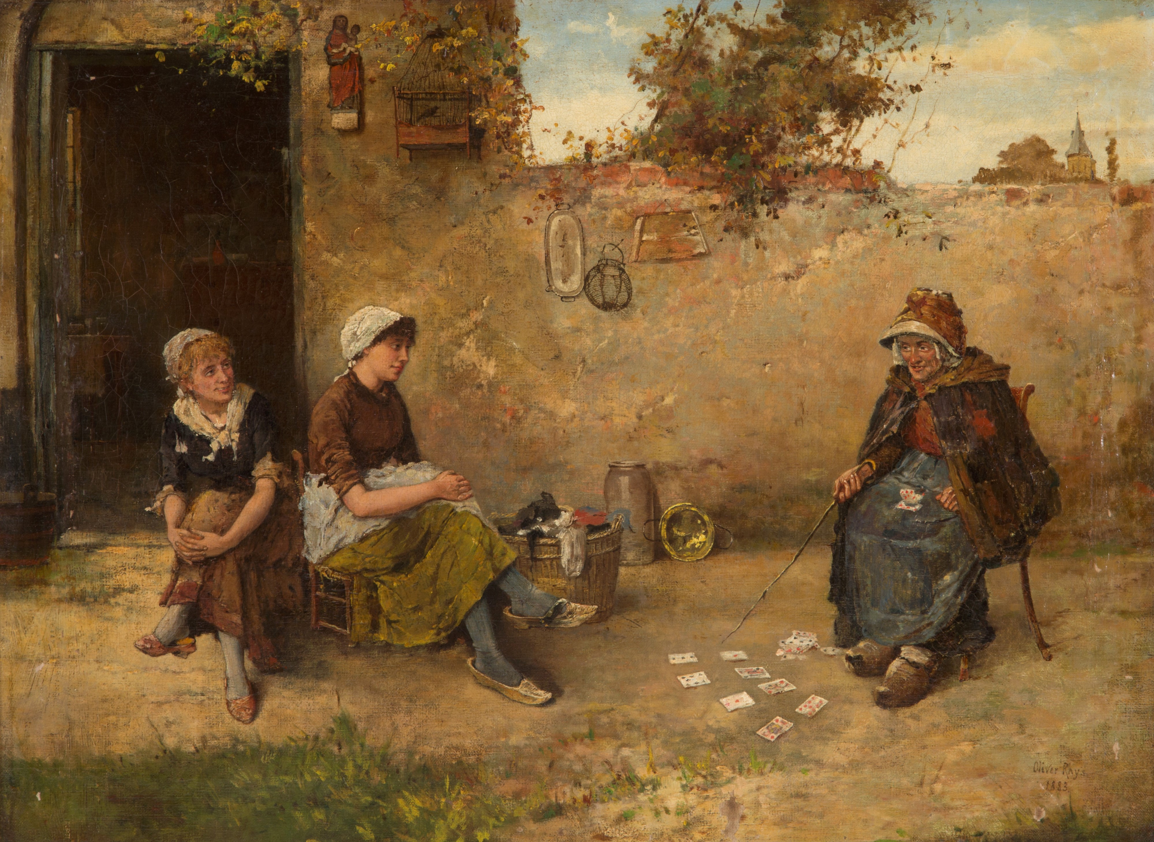 Oliver Rhys - Dipinto "donne che Giocano in Cortile"