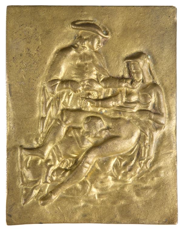 Placca in bronzo dorato "SCENA EROTICA"