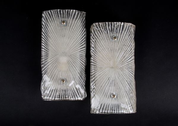 Pair of glass paste wall lights