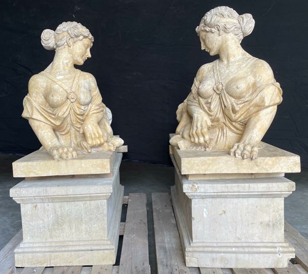 Pair of sculptures "SPHINXS"