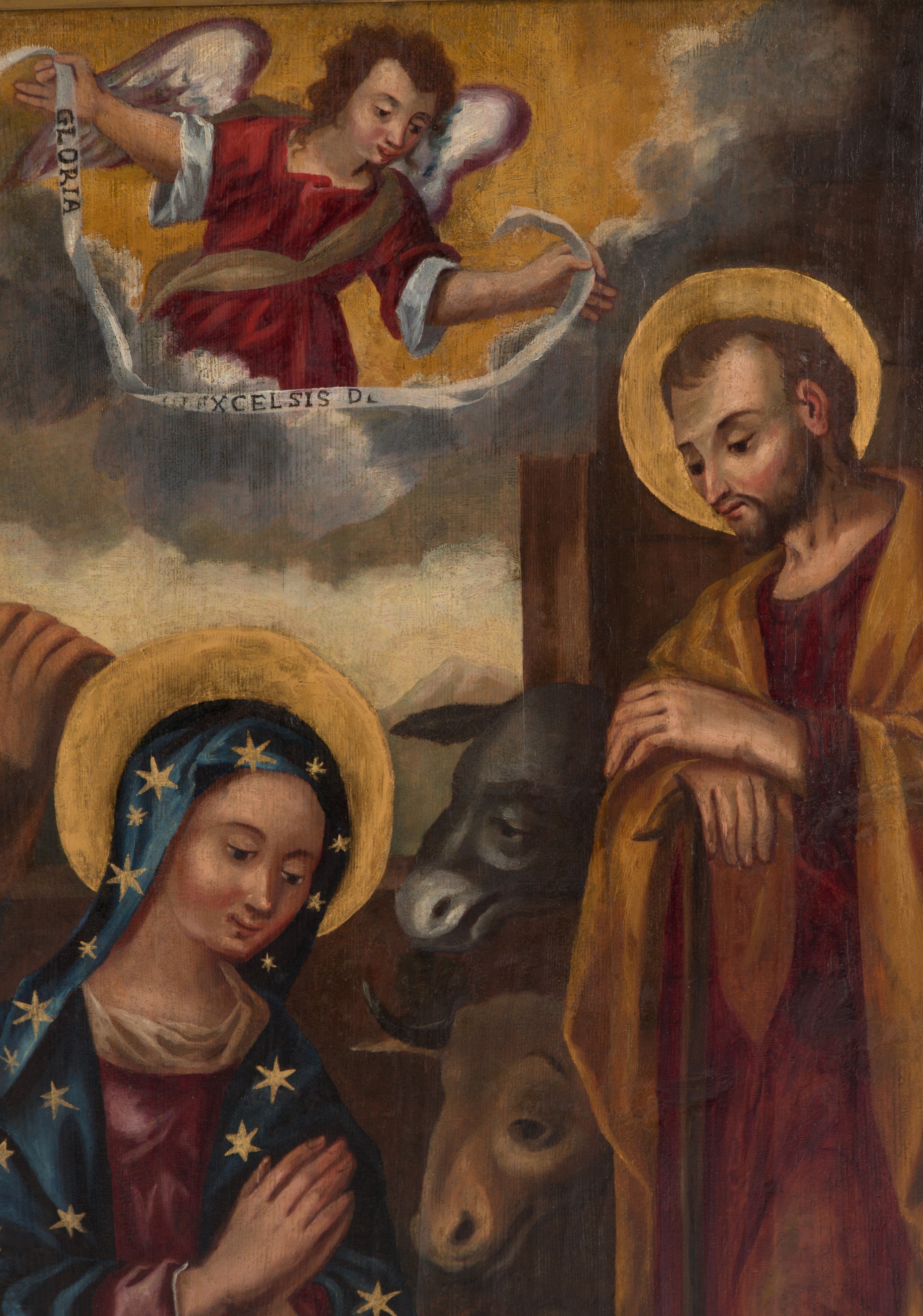 Dipinto "sacra Famiglia con Pastore e Angeli"