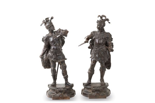 Pair of "WARRIERS" sculptures. Signed MOREAU